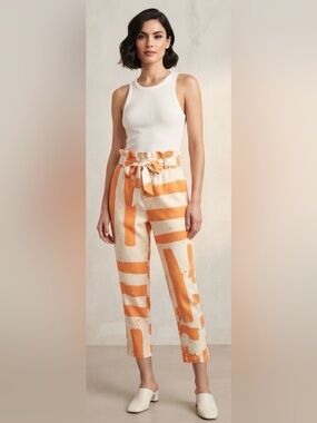 souk + SEPIA Striped Splatter Pattern Pull On Pants Size XS Beach Vacation